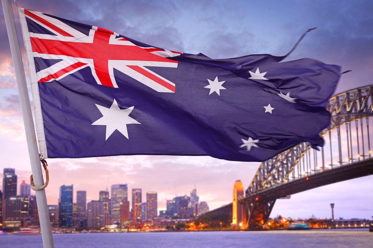 australian flag sydney harbor bridge